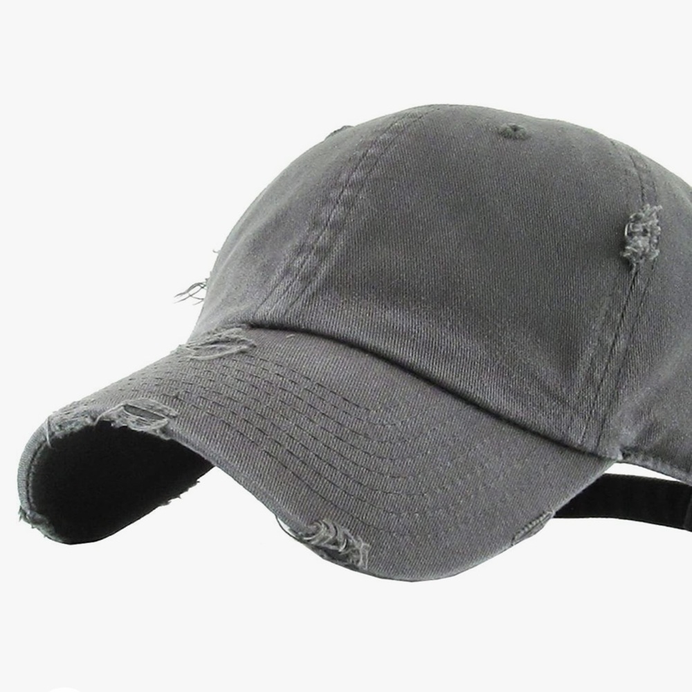 Distressed Baseball Hat - Dark Grey